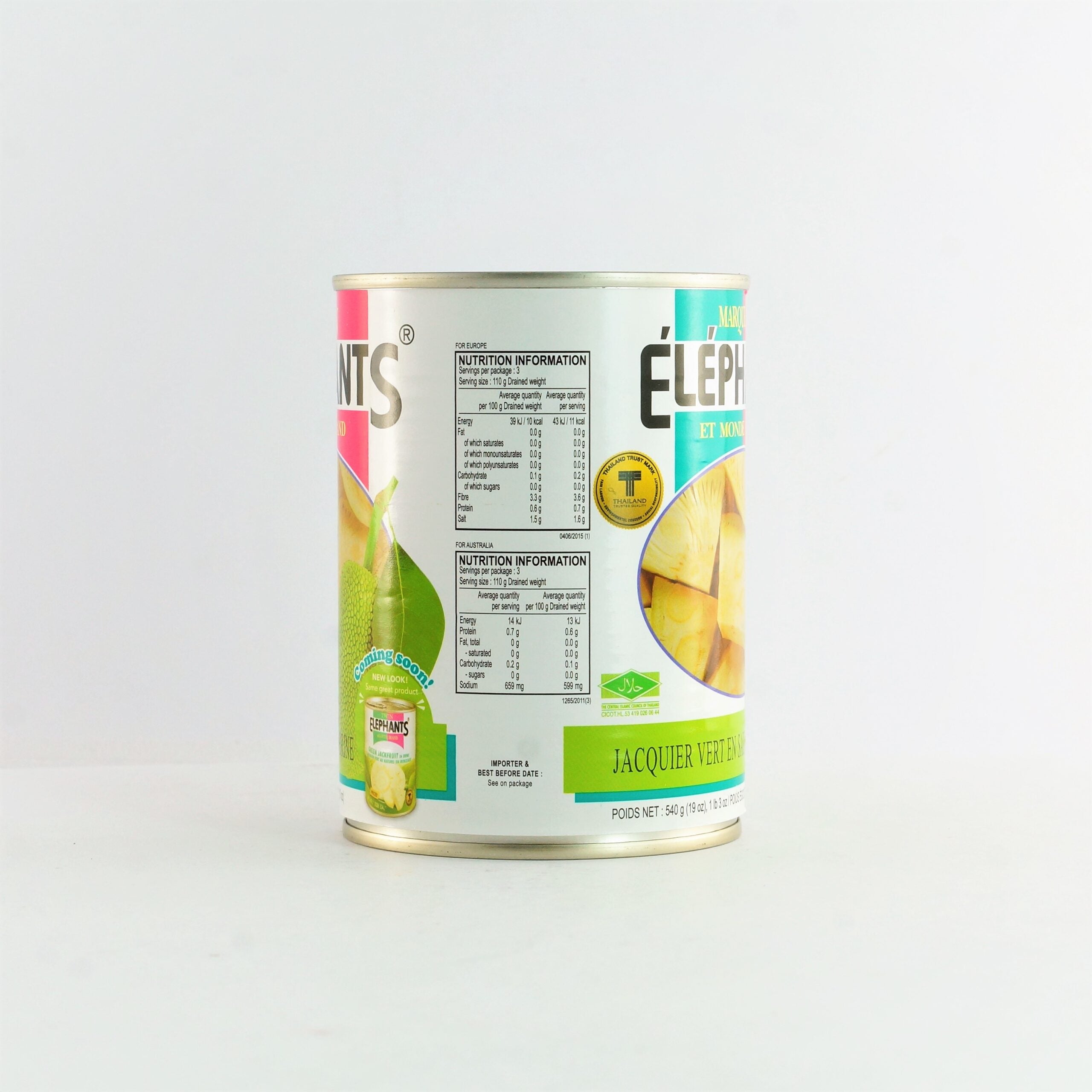 Twin Elephants Green Jackfruit in Brine 540g