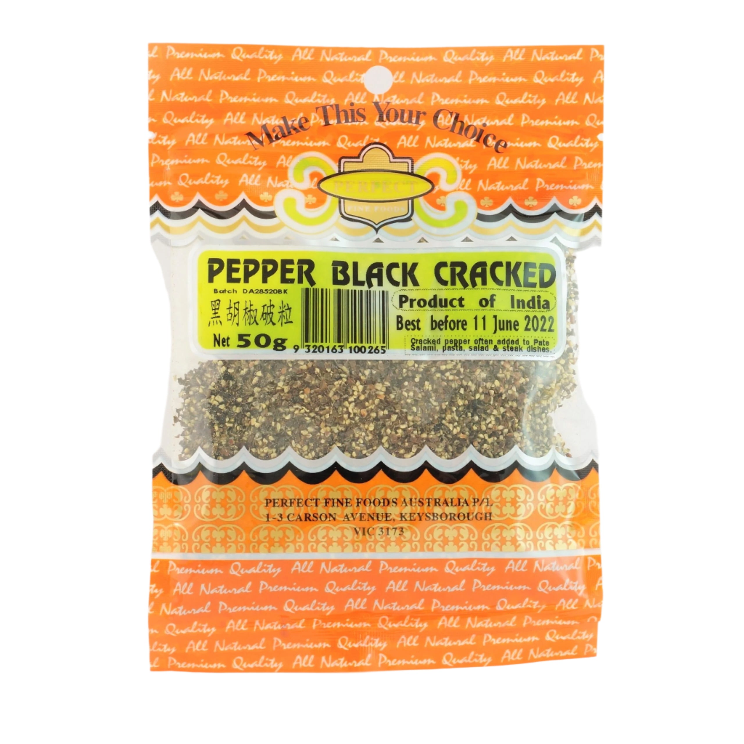 Perfect Fine Foods Black Pepper Cracked 50g