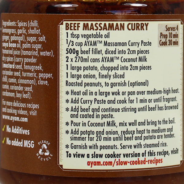 AYAM THAI MASSAMAN CURRY PASTE 195G