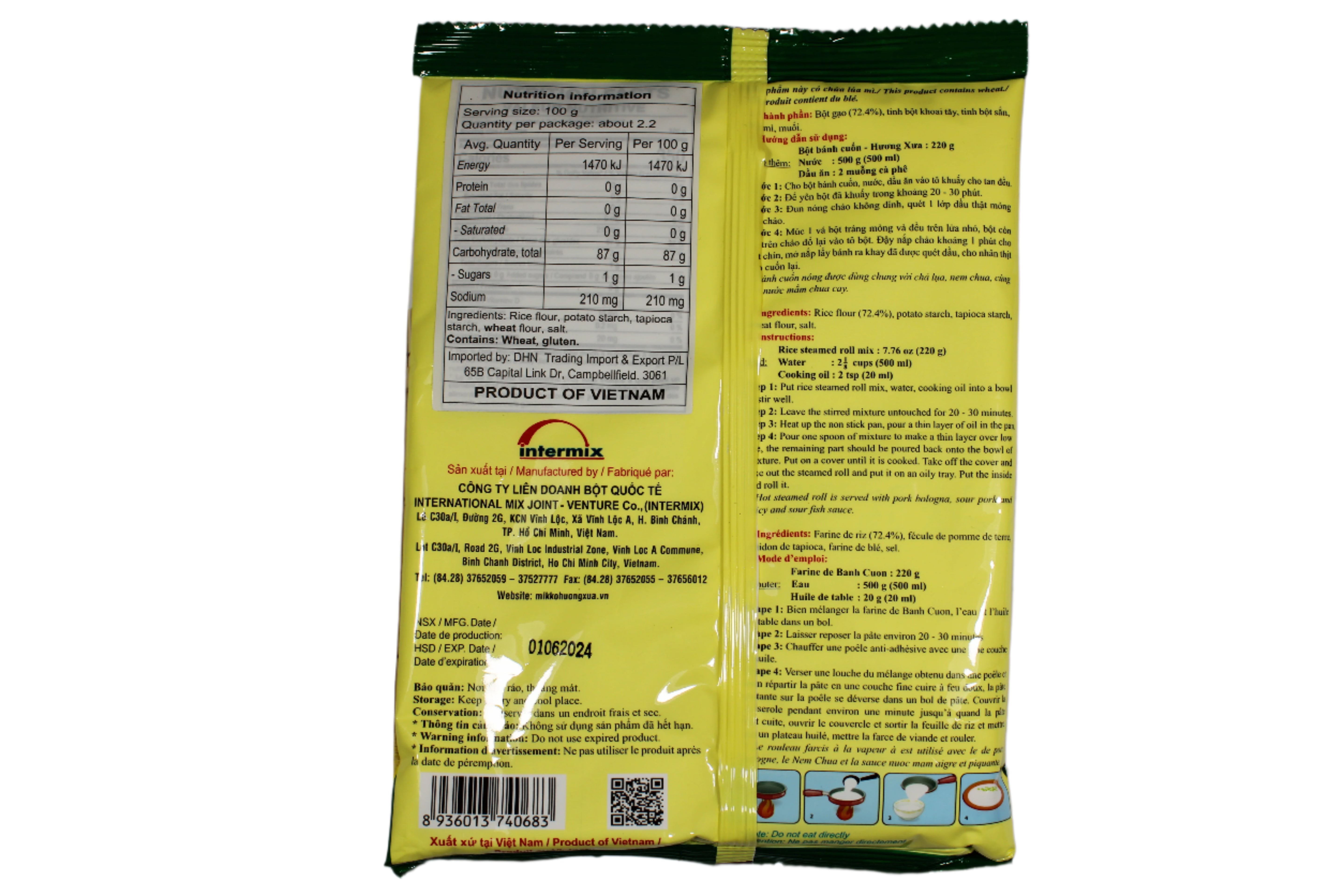 Mikko Rice Steamed Roll Mix - Banh Cuon Huong Xua 220g