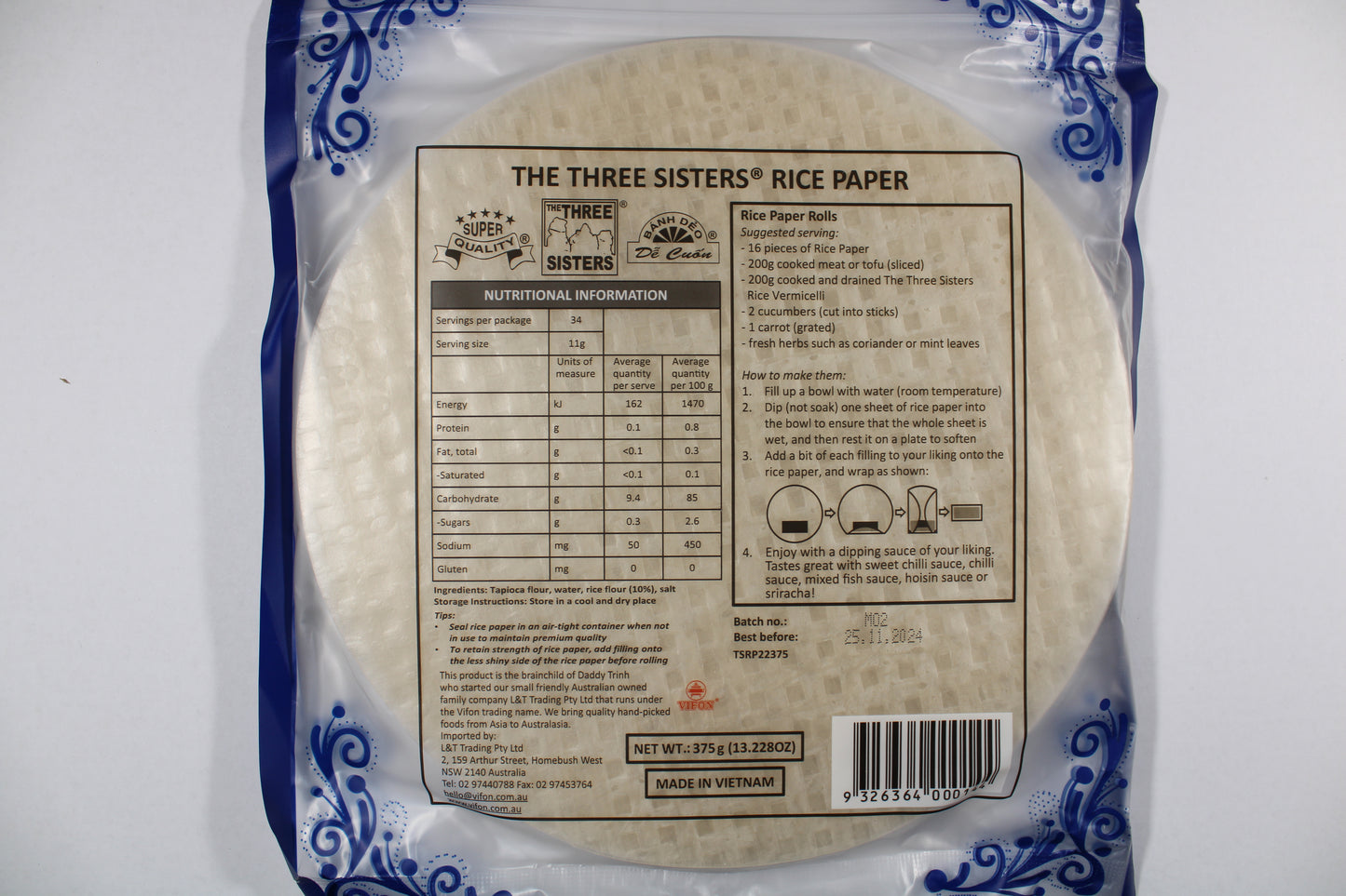 The Three Sisters Rice Paper 375g