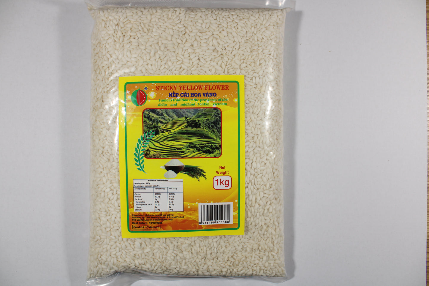 Watermelon Brand Sticky Yellow Flower Rice Nep Cai Hoa Vang 1kg