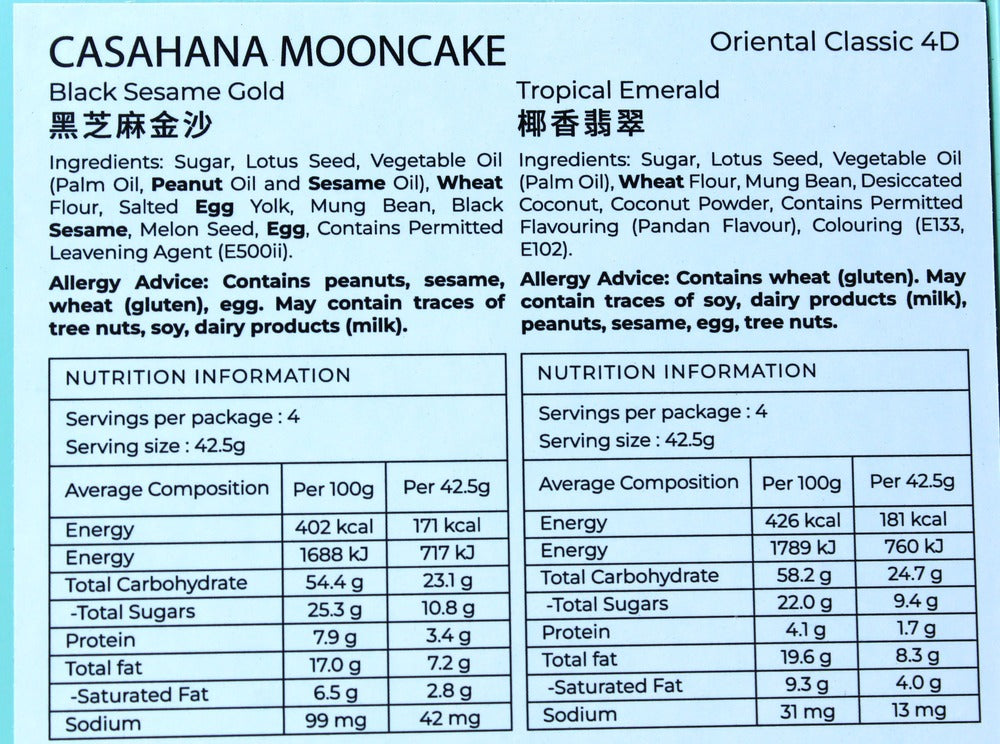 Casa Hana Oriental Classic Series Mooncake 4 Pieces (Best Before: 31-10-2026)