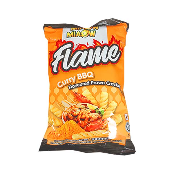 Miaow Miaow Flame Curry BBQ Prawn Crackers 50g
