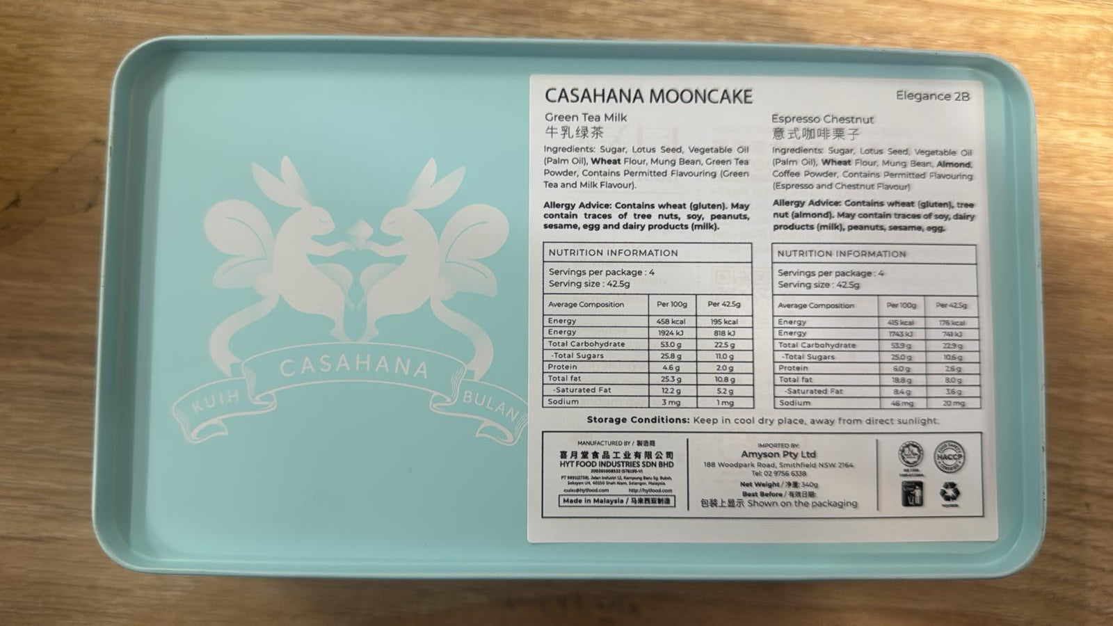 Casa Hana Green Tea Milk & Espresso Chestnut Mooncake 2 Pieces