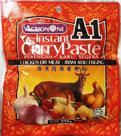 Action One A1 Instant Curry Paste For Chicken or Meat 230g