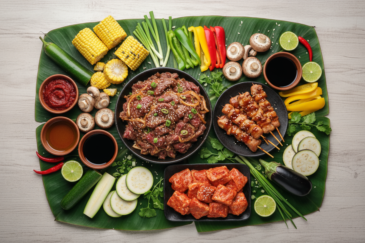 all ingredients for BBQ at home