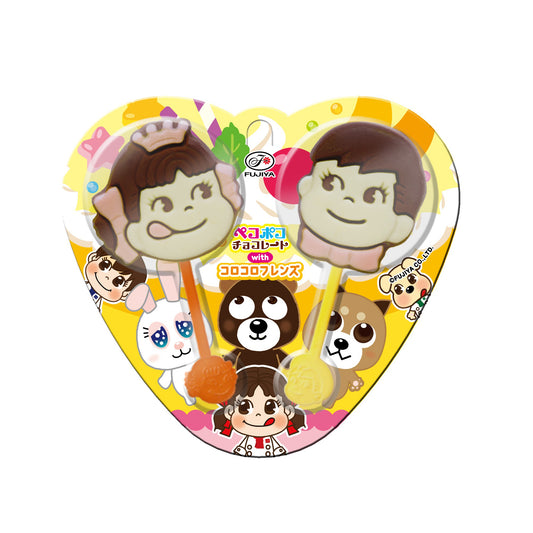 Fujiya 2 Peko Poko Chocolates Heart Lollipop 24g