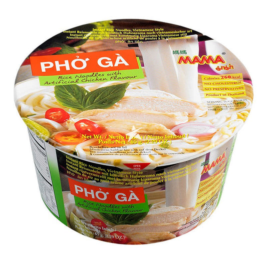 Mama Instant Bowl Rice Noodles With Artificial Chicken Flavour 65g