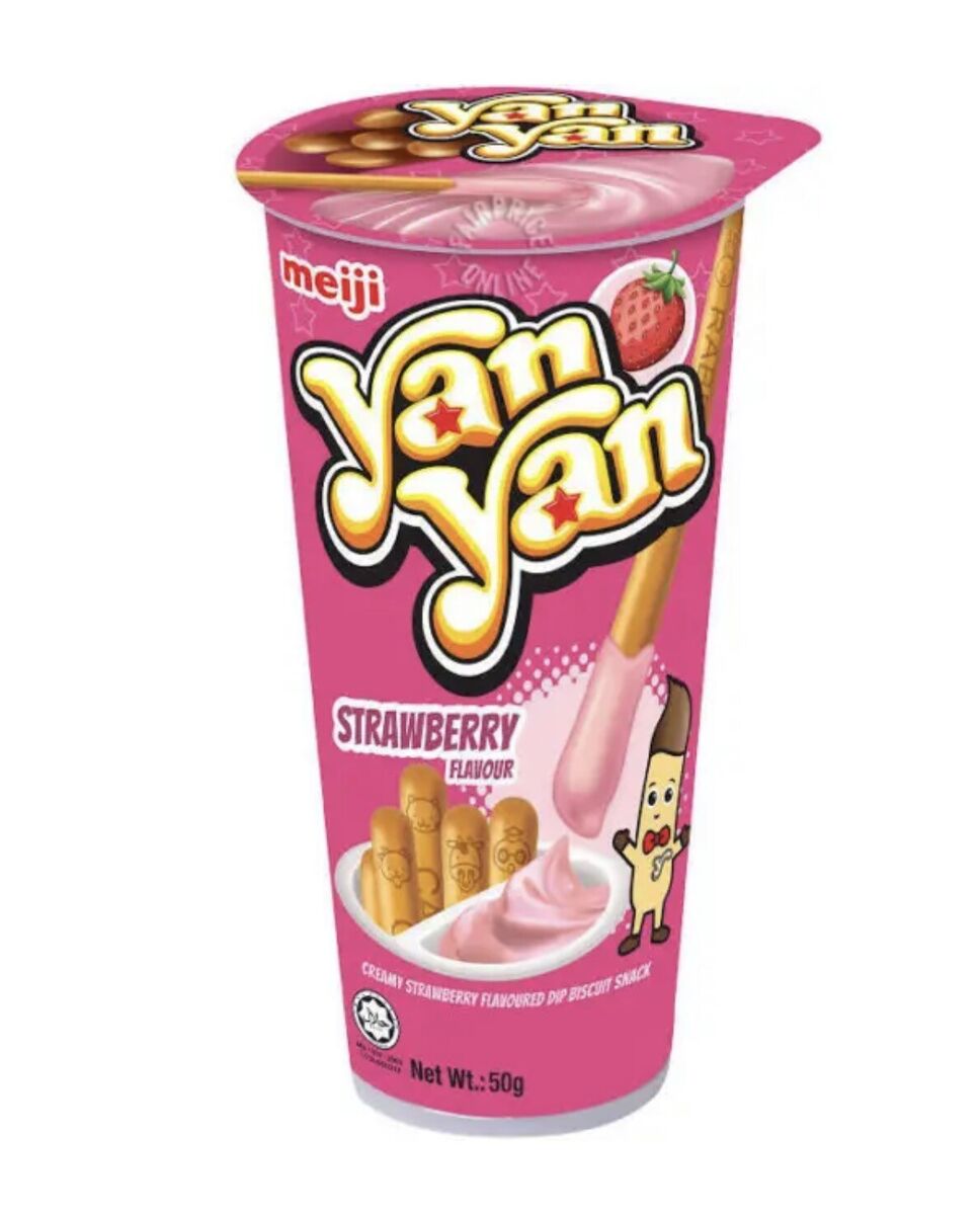 Meiji Yan Yan Strawberry Flavour Dip Stick Biscuits 50g